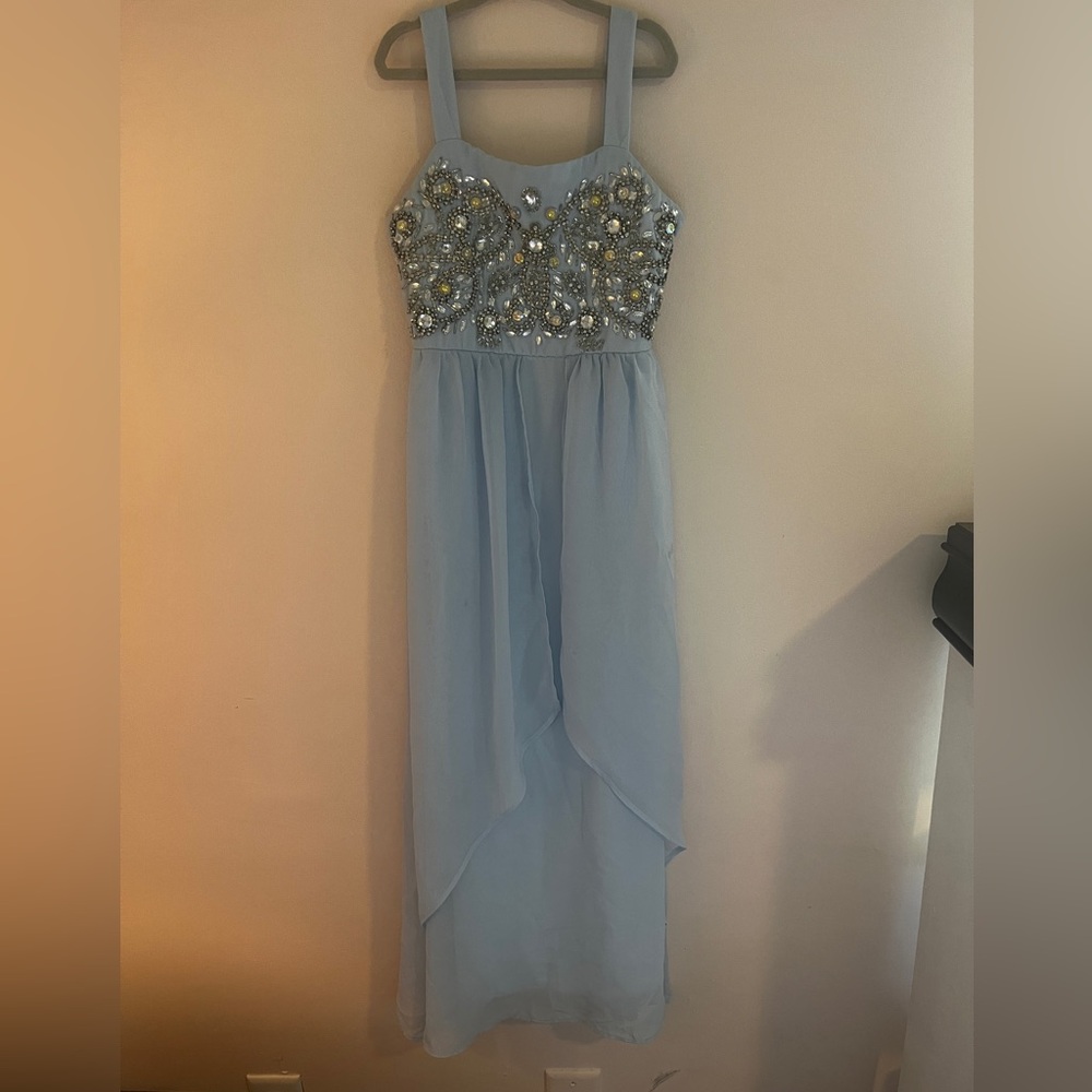 Poppies and Roses Blue Embellished Gown